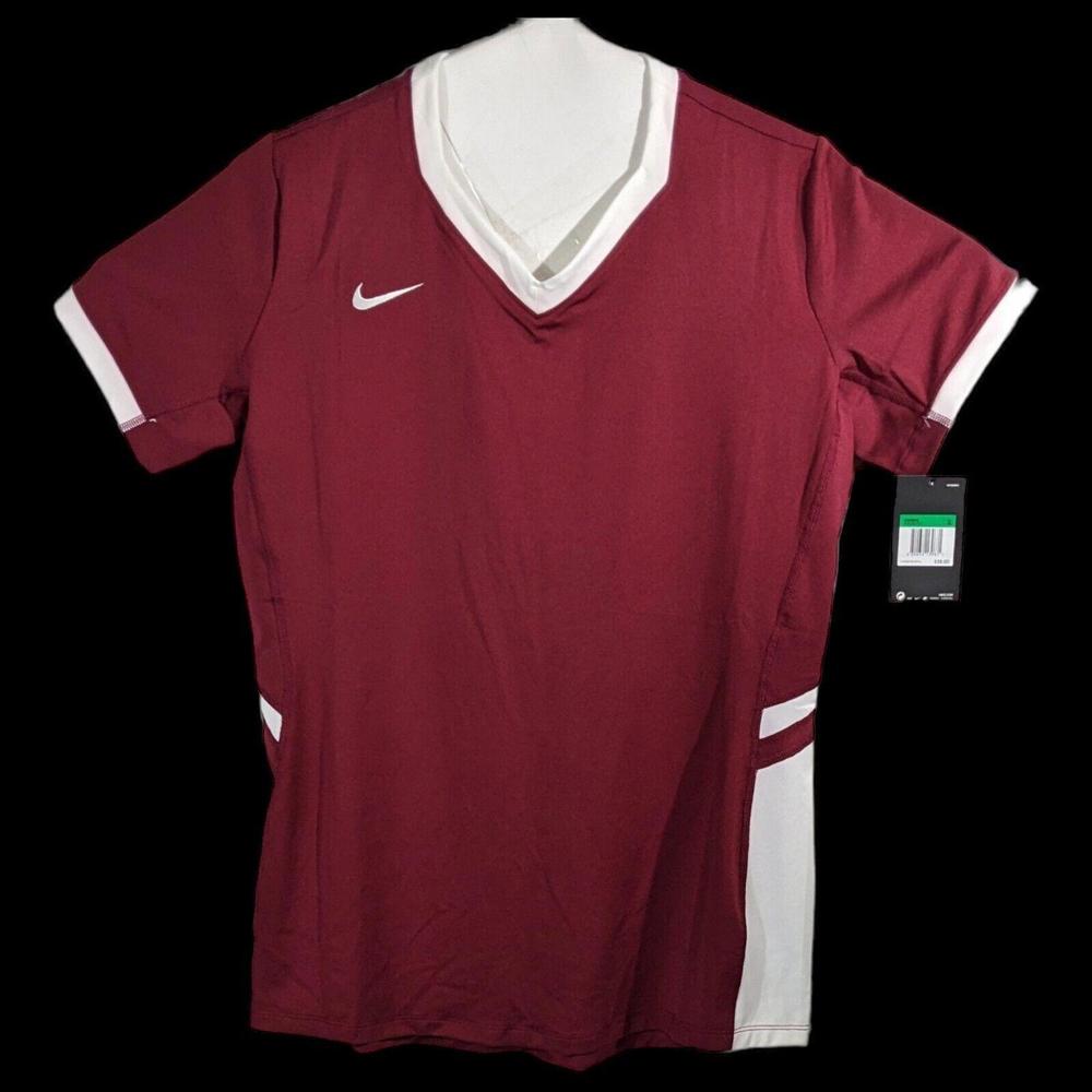 Womens Burgundy Volleyball Shirt Size XL Fitted Athletic Short Sleeve Gym Top